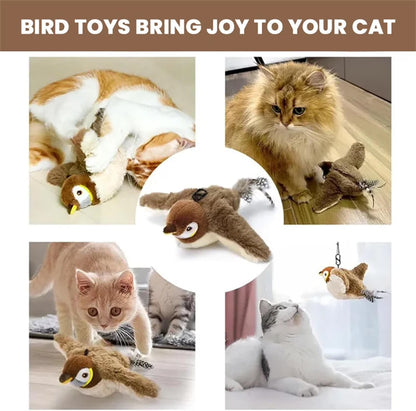 Cat Toy,  Bird Cat Toy, Flappychase Interactive Cat Toy, Chirping Bird Cat Toy Flapping Wings, Flying Interactive Electric Sparrow Bird (Sparrow*1)