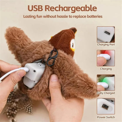 Cat Toy,  Bird Cat Toy, Flappychase Interactive Cat Toy, Chirping Bird Cat Toy Flapping Wings, Flying Interactive Electric Sparrow Bird (Sparrow*1)