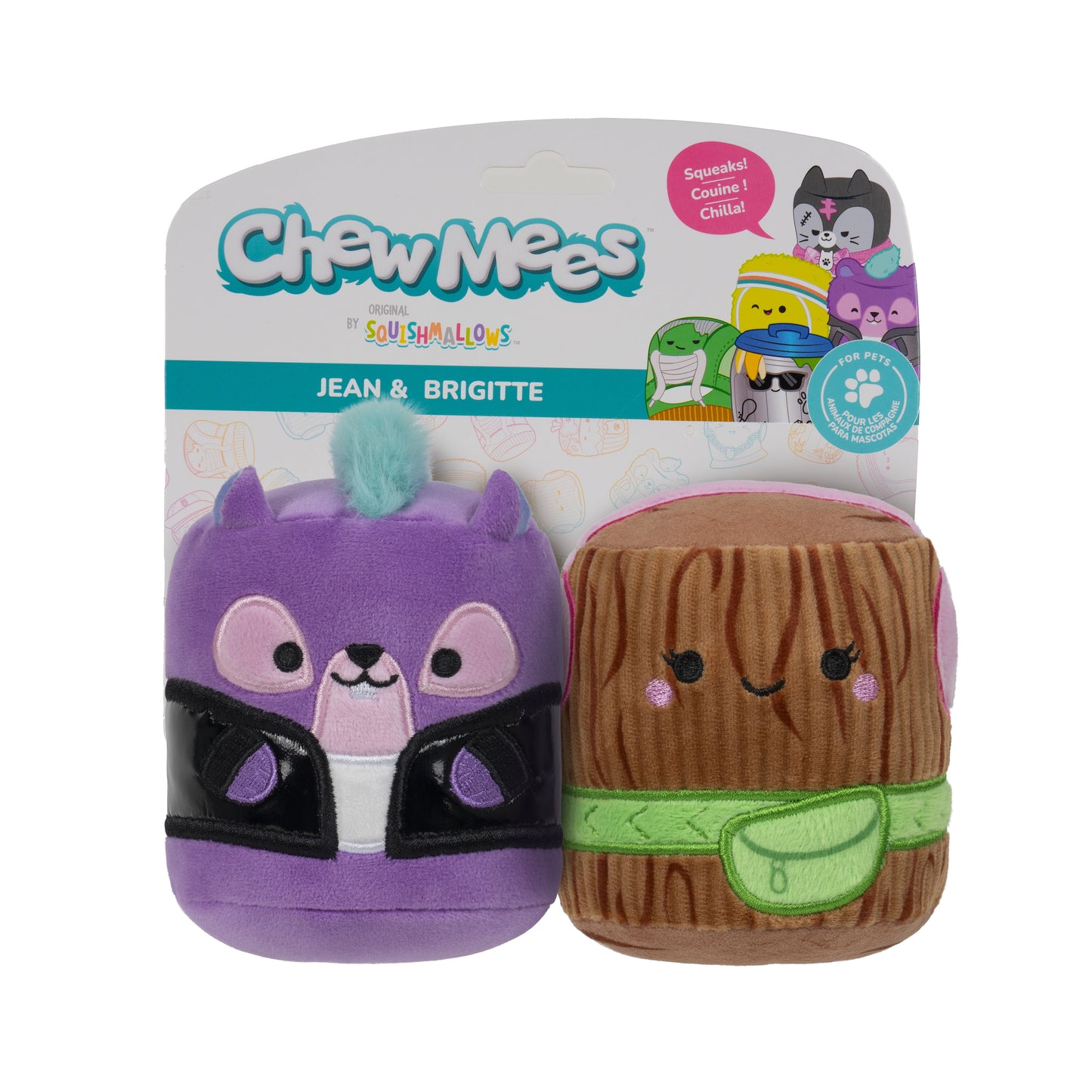 3.5 Inch Jean Squirrel + Brigitte Stick Chew Mees by Original  Plush Pet Toy 2-Pack