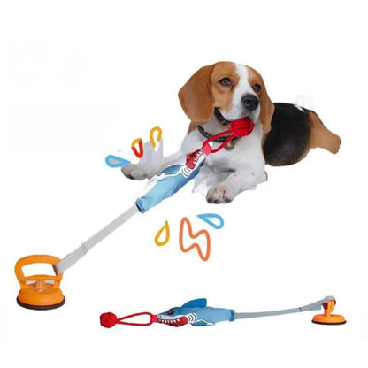 Shark Rope Tug Toy with Suction Cup: Squeaky Interactive Chew for Puppies & Small Dogs - Self-Play & Teething with Secure Mount