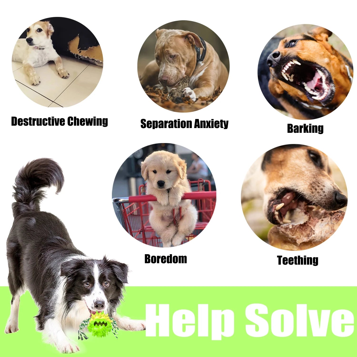 Dog Chew Toys Ball for Aggressive Chewers,  Indestructible Squeaker Dog Toy Puppy Chew Teething Toys for Large Medium Small Dogs,Green