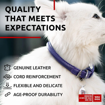 Ultra Soft Rolled Leather Dog Collar 8-10 Inch Neck for Small Dogs Soft Padded Dog Collars for Medium Dogs Puppy Collars for Large Breed Dogs Male and Female Dog Collar