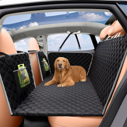 Dog Car Seat Cover - Hard Bottom Dog Seat Cover - 100% Waterproof Back Seat Extender for Dogs - Non Inflatable Dog Bed for Car Backseat Suitible for Cars Trucks and Suvs