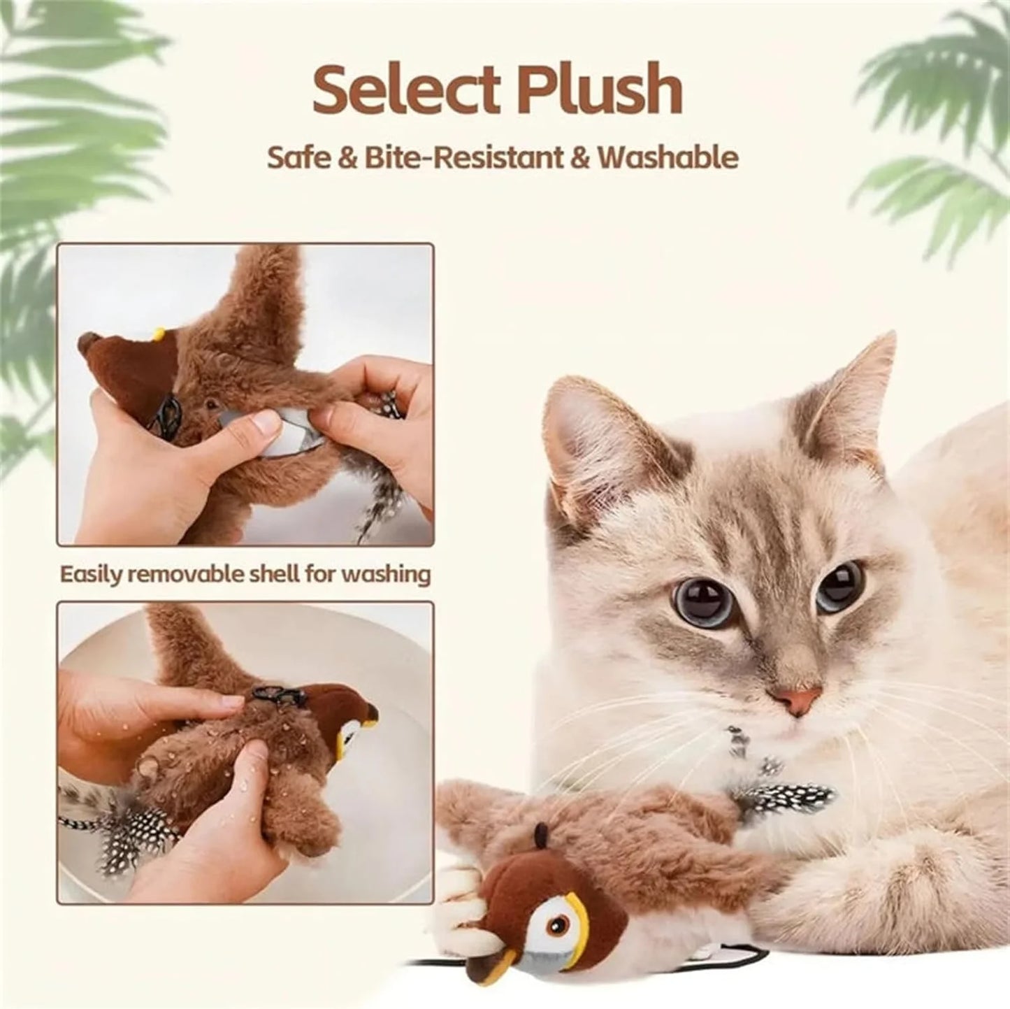 Cat Toy,  Bird Cat Toy, Flappychase Interactive Cat Toy, Chirping Bird Cat Toy Flapping Wings, Flying Interactive Electric Sparrow Bird (Sparrow*1)