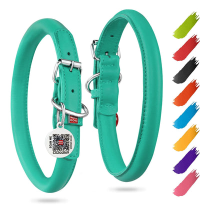 Ultra Soft Rolled Leather Dog Collar for Small Dogs Mint 8 10 Inch Neck Soft