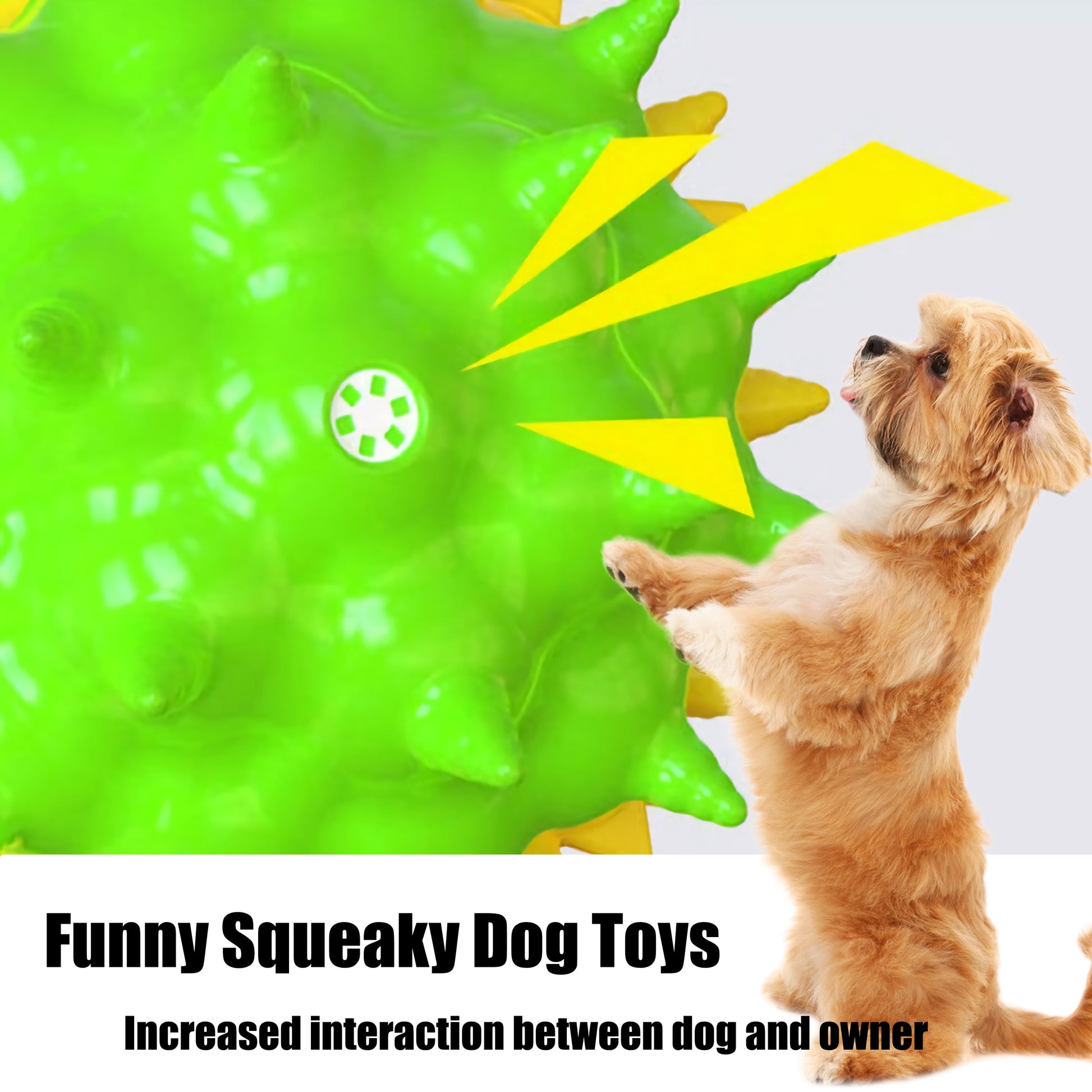 Dog Chew Toys Ball for Aggressive Chewers,  Indestructible Squeaker Dog Toy Puppy Chew Teething Toys for Large Medium Small Dogs,Green