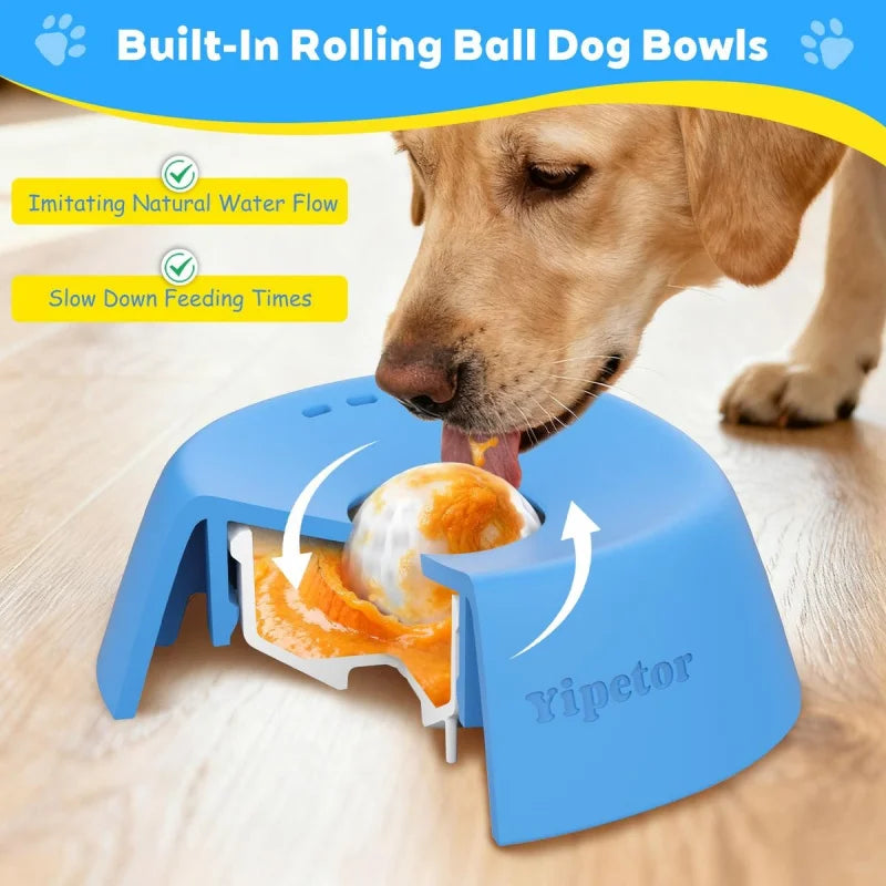 No Spill Dog Liquid Treat Bowl, Food-Grade Rubber Slow Feeder Lick Bowl, Leak-Proof Interactive Toy Bowl for Dogs