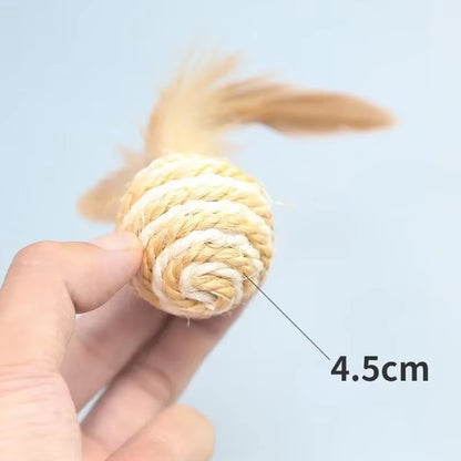Pet Cat Toys Sisal Feather Ball Cat Scratch Ball Toys Pet Supplies Random Color Игрушки Для Кошек