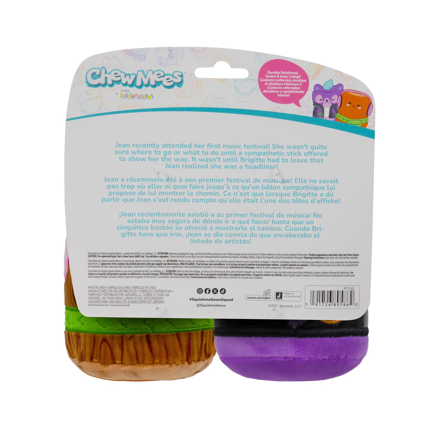 3.5 Inch Jean Squirrel + Brigitte Stick Chew Mees by Original  Plush Pet Toy 2-Pack