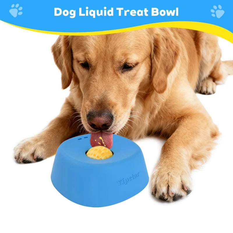 No Spill Dog Liquid Treat Bowl, Food-Grade Rubber Slow Feeder Lick Bowl, Leak-Proof Interactive Toy Bowl for Dogs