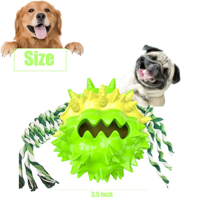 Dog Chew Toys Ball for Aggressive Chewers,  Indestructible Squeaker Dog Toy Puppy Chew Teething Toys for Large Medium Small Dogs,Green