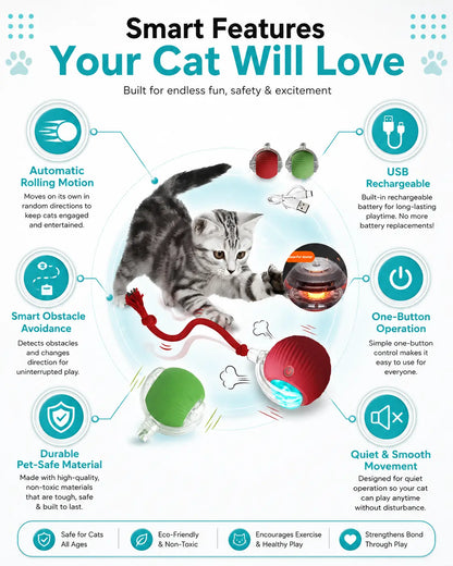 Smart Interactive Cat Ball – Rechargeable Automatic Toy