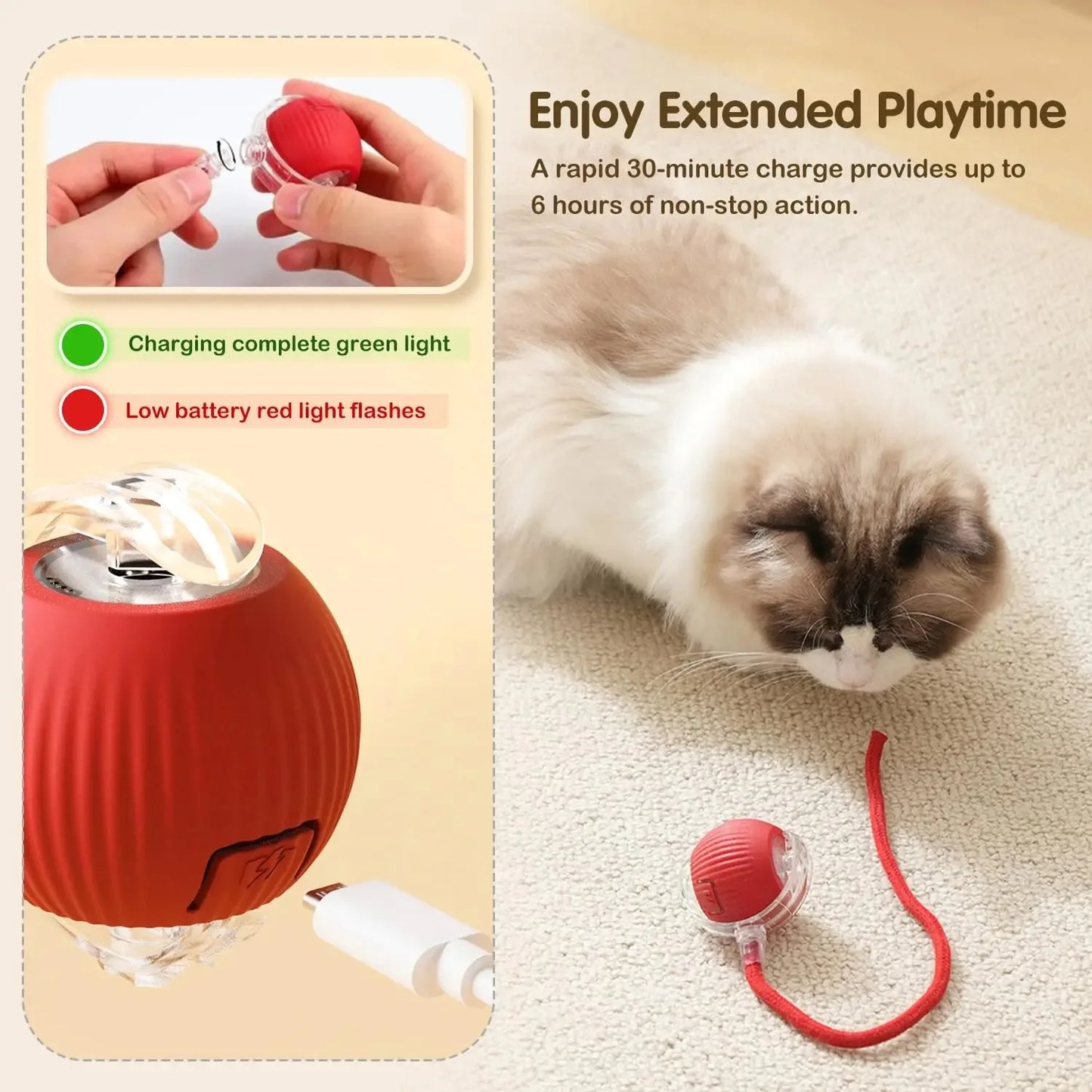 Smart Interactive Cat Ball – Rechargeable Automatic Toy