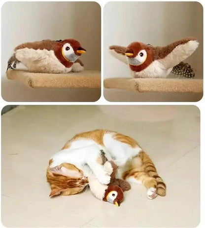 Cat Toy,  Bird Cat Toy, Flappychase Interactive Cat Toy, Chirping Bird Cat Toy Flapping Wings, Flying Interactive Electric Sparrow Bird (Sparrow*1)
