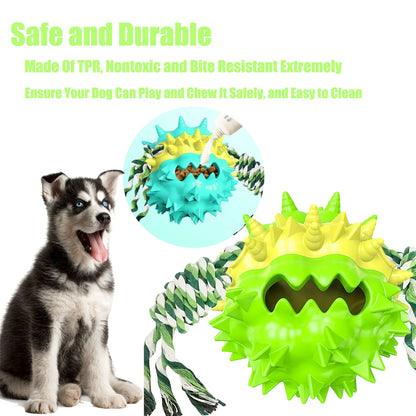 Dog Chew Toys Ball for Aggressive Chewers,  Indestructible Squeaker Dog Toy Puppy Chew Teething Toys for Large Medium Small Dogs,Green
