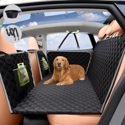 Dog Car Seat Cover - Hard Bottom Dog Seat Cover - 100% Waterproof Back Seat Extender for Dogs - Non Inflatable Dog Bed for Car Backseat Suitible for Cars Trucks and Suvs