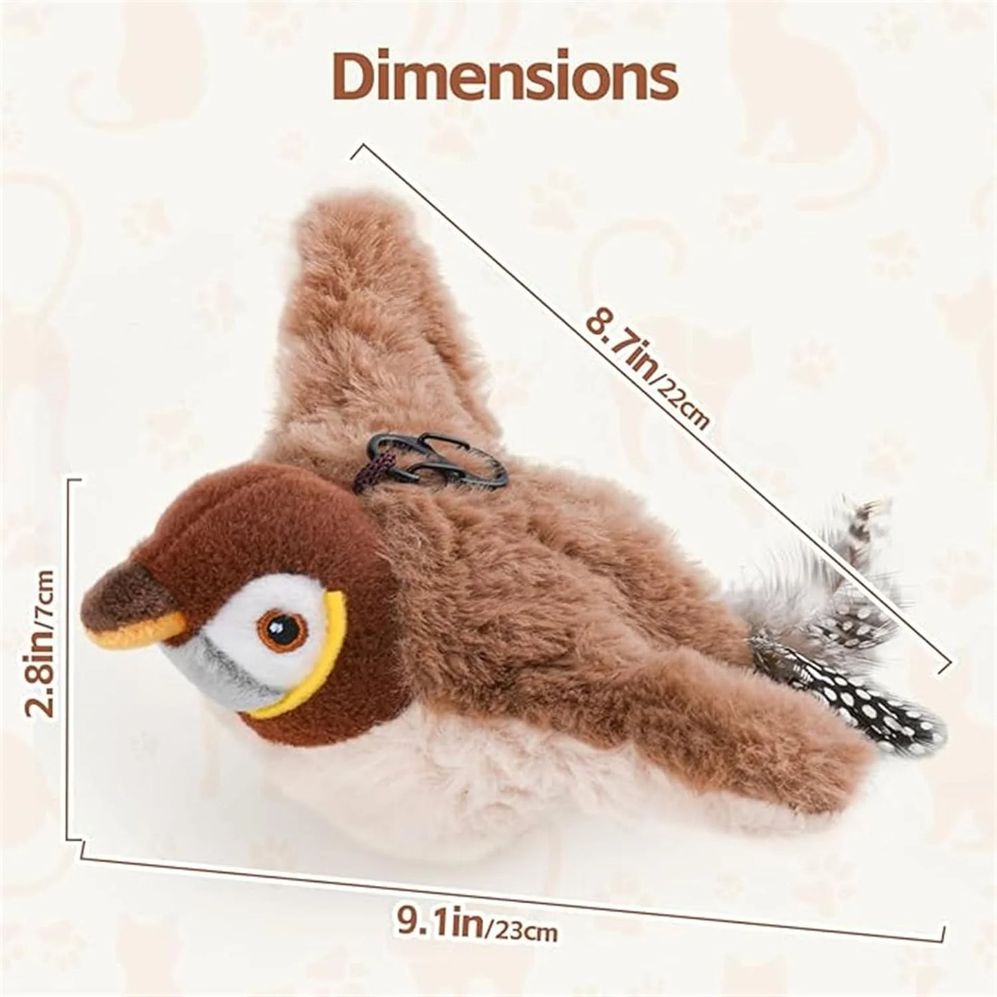 Cat Toy,  Bird Cat Toy, Flappychase Interactive Cat Toy, Chirping Bird Cat Toy Flapping Wings, Flying Interactive Electric Sparrow Bird (Sparrow*1)