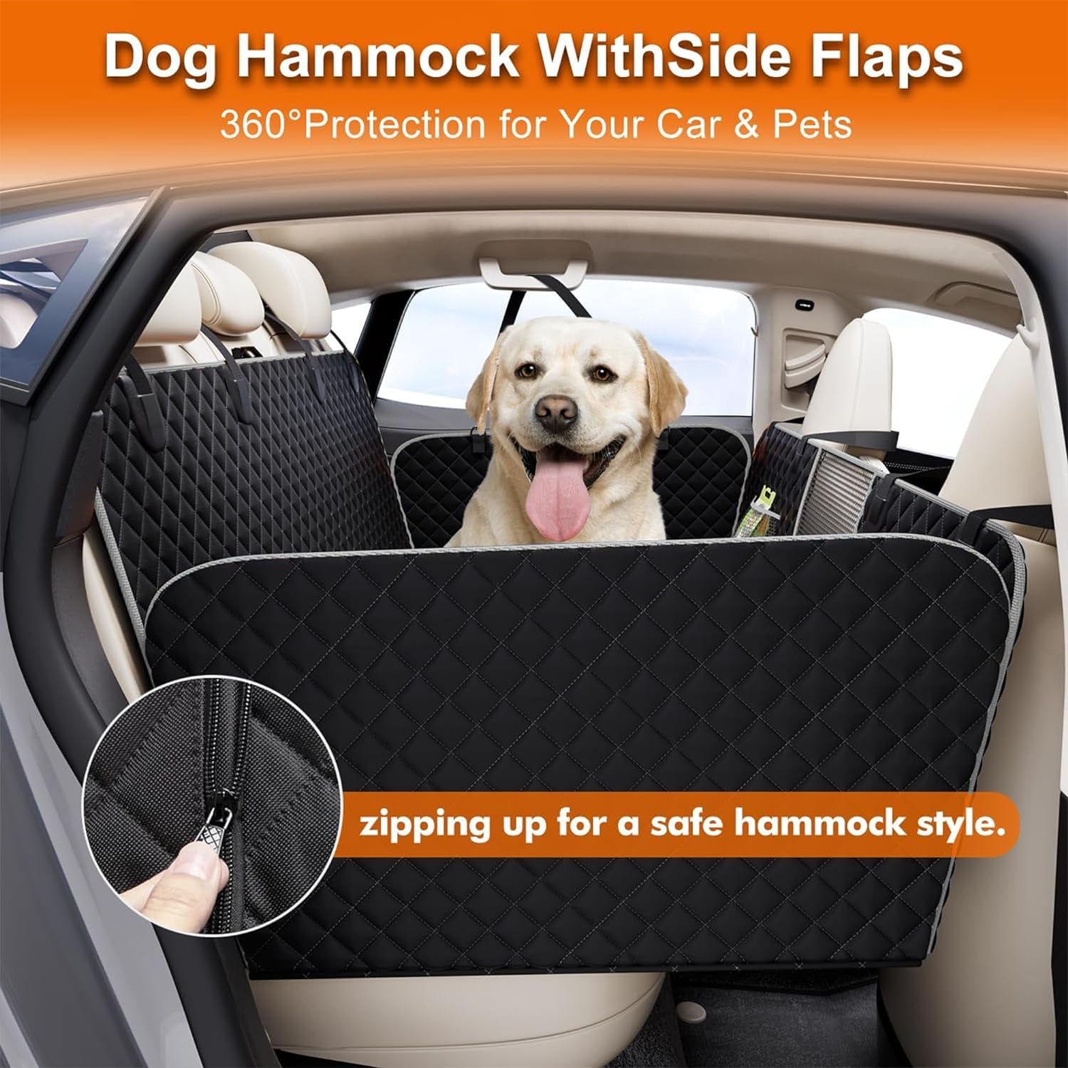 Dog Car Seat Cover - Hard Bottom Dog Seat Cover - 100% Waterproof Back Seat Extender for Dogs - Non Inflatable Dog Bed for Car Backseat Suitible for Cars Trucks and Suvs