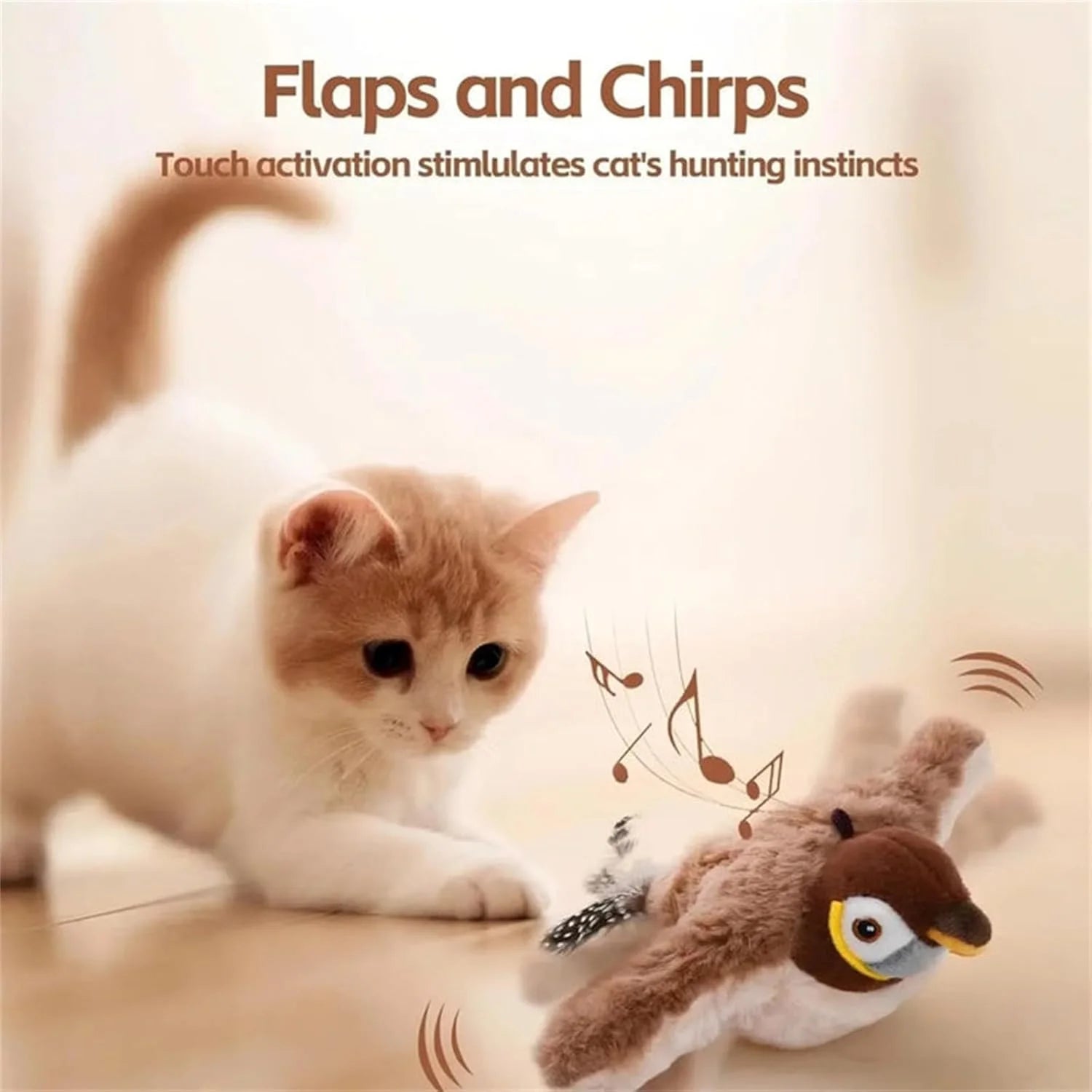 Cat Toy,  Bird Cat Toy, Flappychase Interactive Cat Toy, Chirping Bird Cat Toy Flapping Wings, Flying Interactive Electric Sparrow Bird (Sparrow*1)