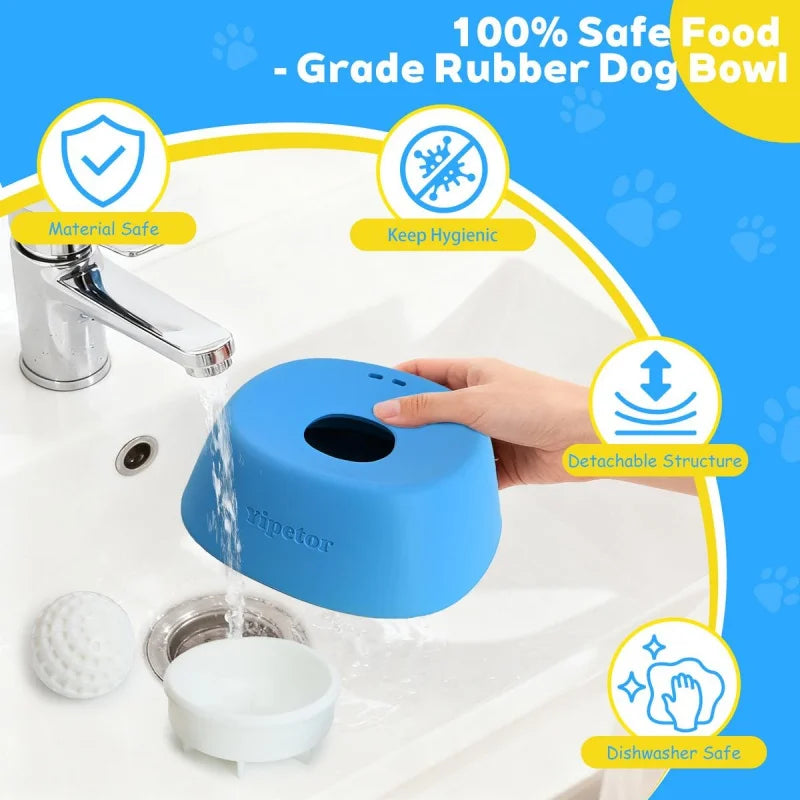 No Spill Dog Liquid Treat Bowl, Food-Grade Rubber Slow Feeder Lick Bowl, Leak-Proof Interactive Toy Bowl for Dogs