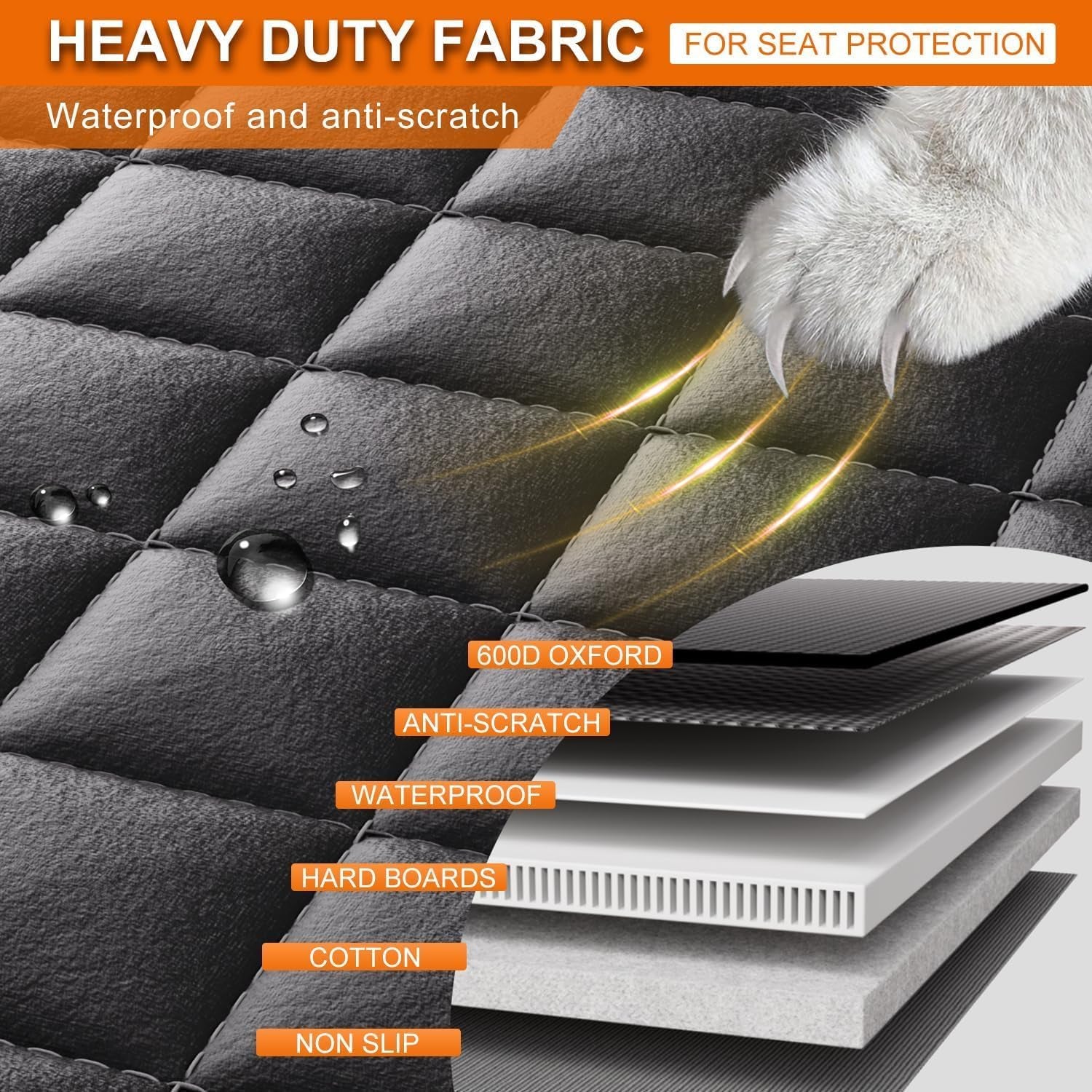 Dog Car Seat Cover - Hard Bottom Dog Seat Cover - 100% Waterproof Back Seat Extender for Dogs - Non Inflatable Dog Bed for Car Backseat Suitible for Cars Trucks and Suvs
