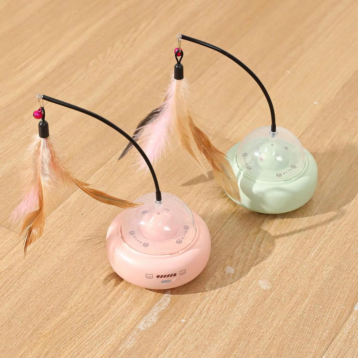 Electric Smart Teaser Cat Toy UFO Cat Teaser Stick with Bell Training Pet Toys Replaceable Feather Interactive Cat Supplies