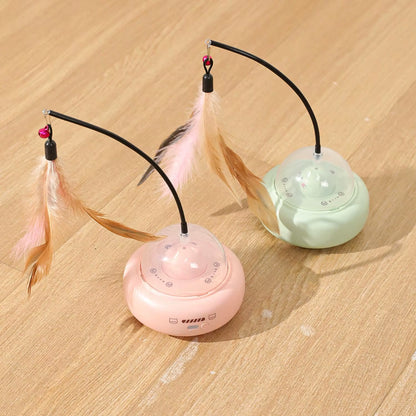Electric Smart Teaser Cat Toy UFO Cat Teaser Stick with Bell Training Pet Toys Replaceable Feather Interactive Cat Supplies